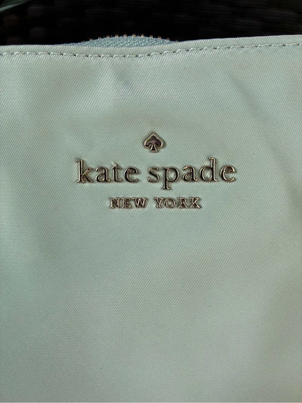 kate spade mint green tote with gold logo